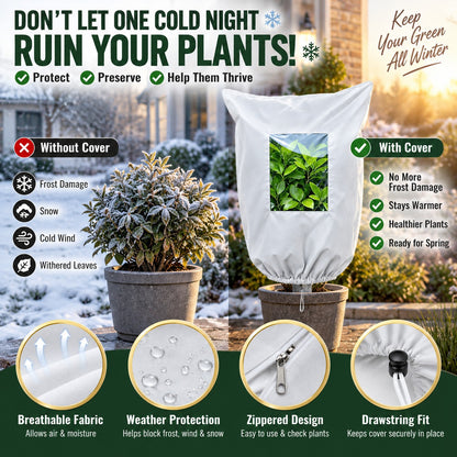 Winter Frost Protection Plant Cover with Zipper & Clear Window ❄️🌿