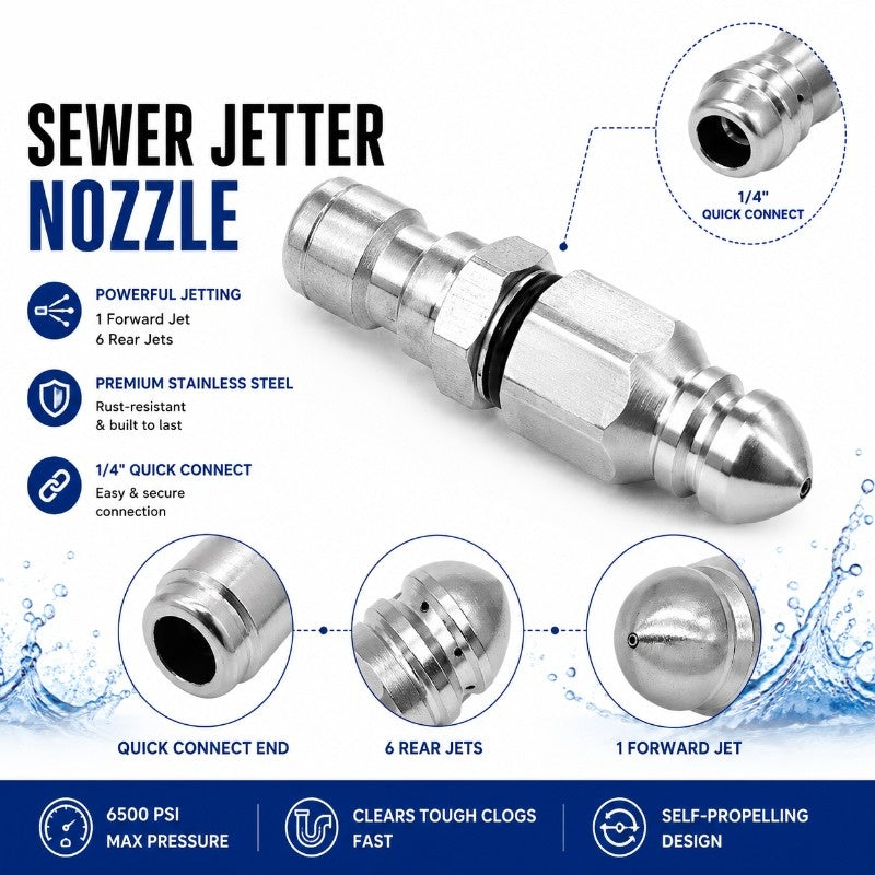 🔥LAST DAY SALE ONLY!! ✨BUY 1 GET 1 FREE!!!🔥Stainless Steel Sewer Jetter Nozzle