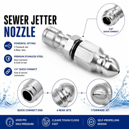 🔥LAST DAY SALE ONLY!! ✨BUY 1 GET 1 FREE!!!🔥Stainless Steel Sewer Jetter Nozzle