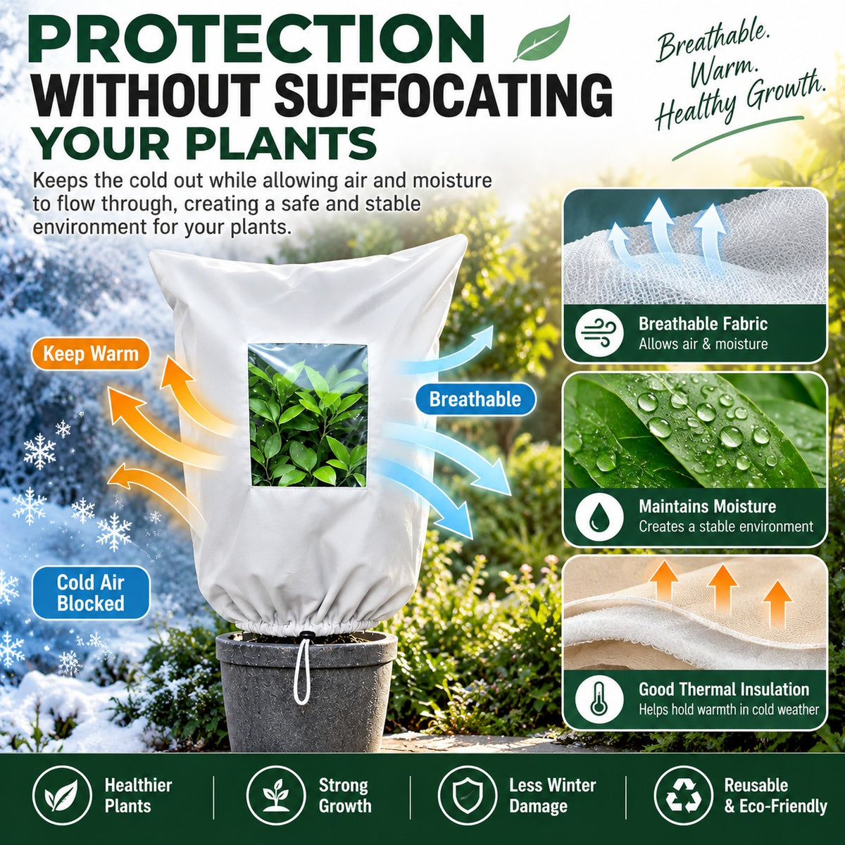 Winter Frost Protection Plant Cover with Zipper & Clear Window ❄️🌿