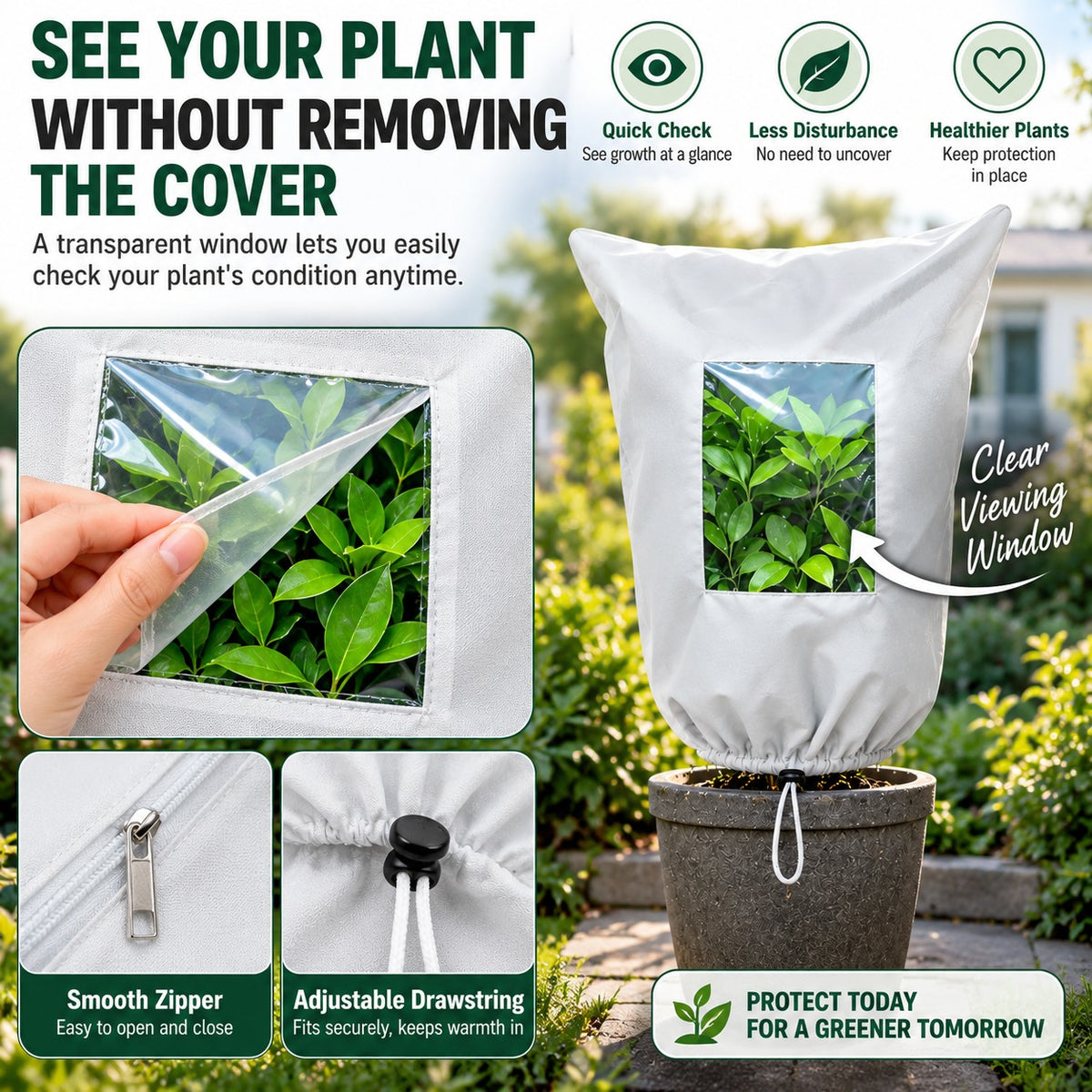 Winter Frost Protection Plant Cover with Zipper & Clear Window ❄️🌿
