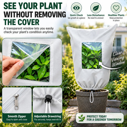 Winter Frost Protection Plant Cover with Zipper & Clear Window ❄️🌿