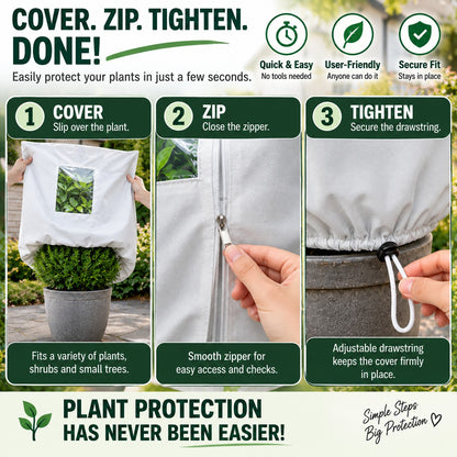 Winter Frost Protection Plant Cover with Zipper & Clear Window ❄️🌿
