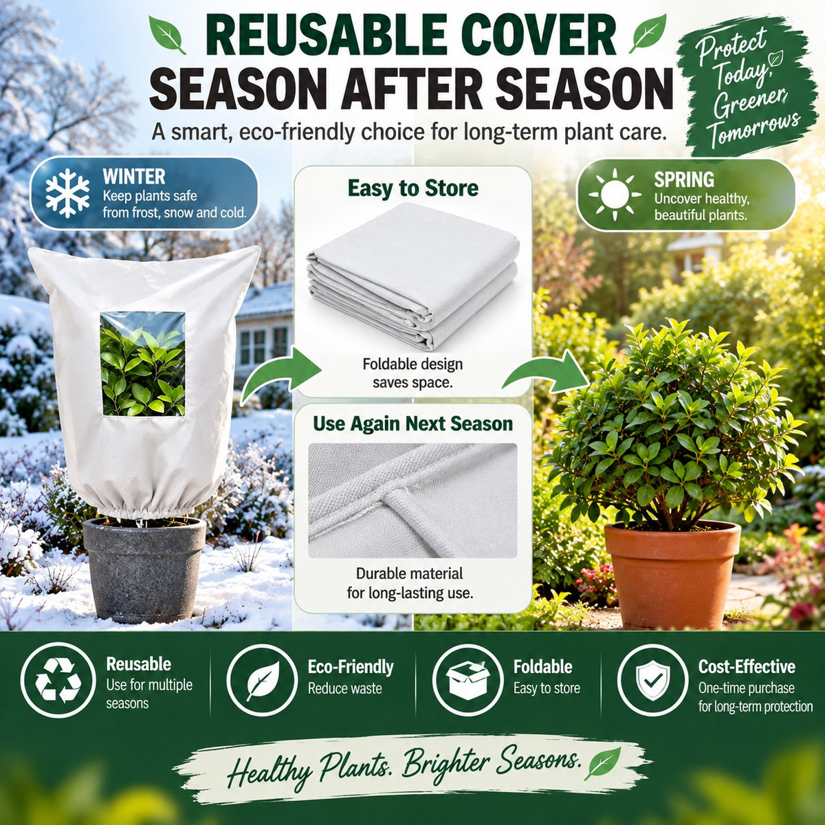 Winter Frost Protection Plant Cover with Zipper & Clear Window ❄️🌿